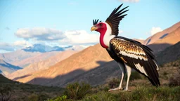 Imagine a majestic landscape set in the heart of the Andes, where the majestic Sarcoramphus papa, also known as the King Vulture, reigns supreme.