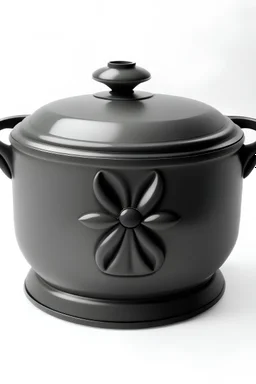 dark gray Dutch oven, flower shape, white background