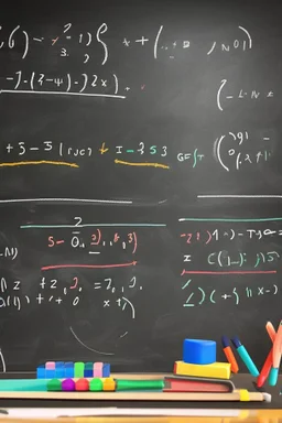 Subatomic particles writing equations on a chalkboard, while educating human children sitting at desks