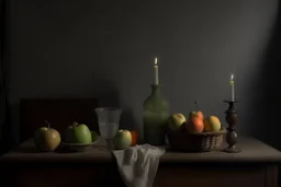 Still life on a table in the style of Vilhelm hammerschoi