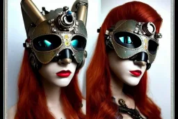 Beautiful steampunk portrait of a robot cyborg in a gemstone mask