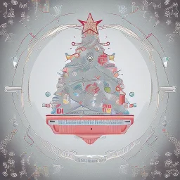 cute 3d cartoon christmas tree with Biswap & BSC News branding elements in the outline