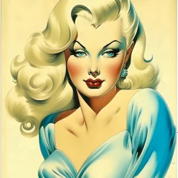 Diana dors as a pin up in the style of Alberto Vargas