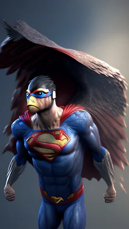superman become bird, ultra realistic, 4k, ultra detail, full body, full picture
