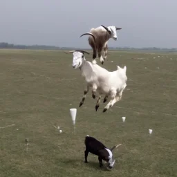 goat flying with rockets