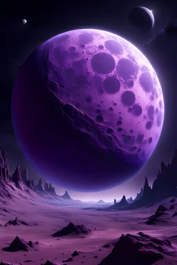 Monstrous view of high planet with purple moon