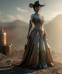 Ultra realistic, steampunk western party scene. Geisha Asian woman with dovernan, waist up view, dancing, happy, color smoke, highly detailed, concept art, unreal engine 5, god rays, ray tracing, RTX, lumen lighting, ultra detail, volumetric lighting, 3d, finely drawn, high definition, high resolution.