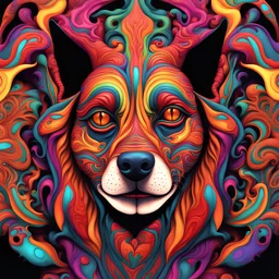 colourful ornate decorative man as a dog face,twisting, abstract psychedelic, 8 k, artstation.