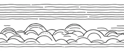 a series spaced curved and looping horizontal lines with paths inspired by clouds, cloud topography, whimsical cute, kawaii, black lines on white, vector lines