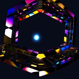 a mandelbulb 3d fractal made of metallic random color cubes a pertty artistc background