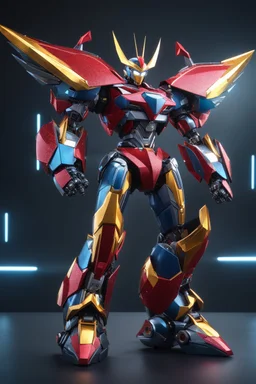 super robot with elements of Mazinger Z, cool, gorgeous looks, anime, colorful outfit, highly detailed, sci-fi, futuristic, soft lighting, cinematic lightning, symmetrical, intricate, octane, bright color, 8k high definition, unreal engine 5, good pose, photo, sharp focus, ultra realistic, perfect anatomy, armor with glitter diamonds, jeweled skin, crystals, sapphires, ornate, white, translucent, silver