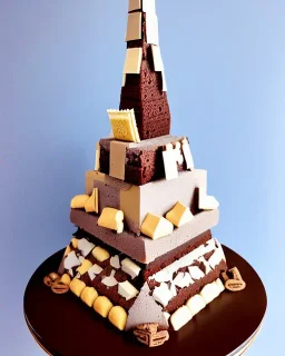 Matterhorn model made of chocolate cake and biscuits