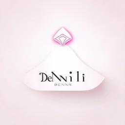 Create a logo with the name Deniz Boutique, inspired by diamond dresses, with the symbol of the dress, baby pink