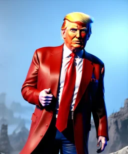 Donald trump wrestling, naked torso, color breeches, suspenders, retro style, 80s, hot ambient, photo studio, red, gold, vibrant color, gradient, highly detailed, art stations, concept art, smooth, unreal engine 5, god rays, ray tracing, RTX, lumen lighting, ultra detail, volumetric lighting, 3d, finely drawn, high definition, high resolution.