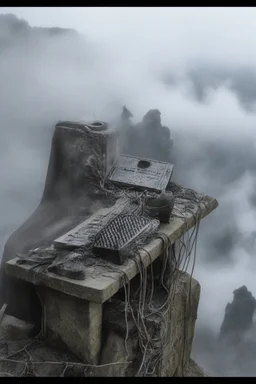 A hooded figure In the fog