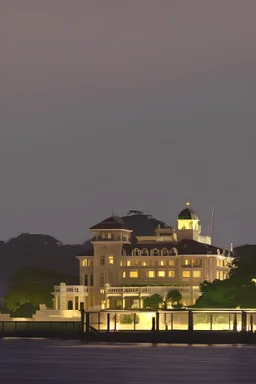 夜晚盖茨比站立海湾堤岸上深情地瞭望着遥远的对岸别墅豪宅投于海面的绿色灯光。 阿德里安格尼 迪本科恩 贾科梅蒂 用弗朗西斯培根风格画
