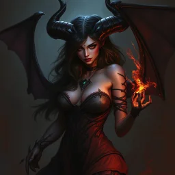 female demon, dark fantasy, realism, stylised, fantasy, mystery