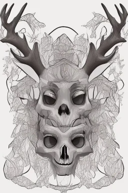 deer god skull demon angel lineart color