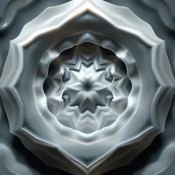 Mesmerizing abstract 3d visual, recursive Symmetrical structure of flowing translucent shapes, centered, soft aesthetic, negetive space.
