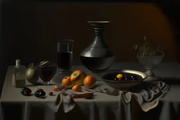 Still life on a table in the style of Vilhelm hammerschoi