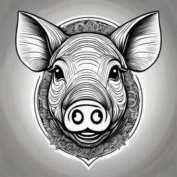 but of a pig vectoraize Head done all with a black line