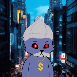 Cats cyber , Lazer eye , Tokyo city night view wallpaper