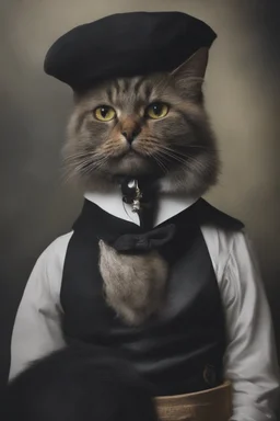 portrait of a cat that looks like Edgar Allan Poe by Poegan Lillan Al