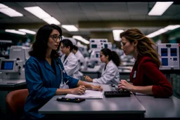 The ER, short staffed due to a staff-wide humor imbalance, scientist, Dystopian, Hyper detailed, Extreme depth of field, bokeh blur, Alberta all-natural, in the style of candid, imperfection, natural lighting, Professional shot, shot on Agfa, Fuji Film, Anamorphic lens, 1690s, --ar 4:5 --w 150 --style raw