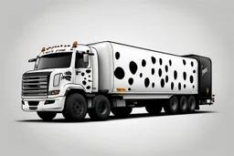 design proof for a white fuel truck with black cow spots