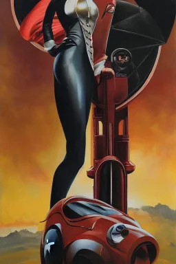 Full body portrait, painting, medium shot lady style of The Rocketeer