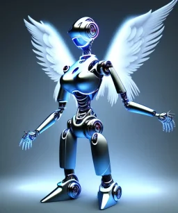 Angel robot, dynamic lighting, hyper realistic