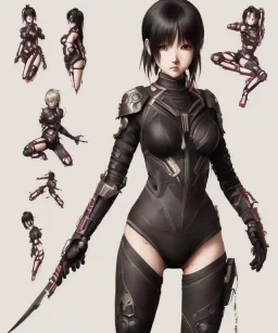 Detailed cute anime Kunoichi female using magic ,bodysuit, intricate details, full body portrait, keep head in frame, slight smile, black Japanese motif, concept art, highly detailed, digital painting, concept art, sharp focus, illustration, art by Yoji Shinkawa, WLOP and greg rutkowski and alphonse mucha and artgerm and yanjun Chen and Junji ito and Makoto Shinkai, HDR, octane render