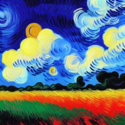 Dibujo al oleo de una Grulla pintada con muchas nubes de colores estilo Vincent van Gogh 8k