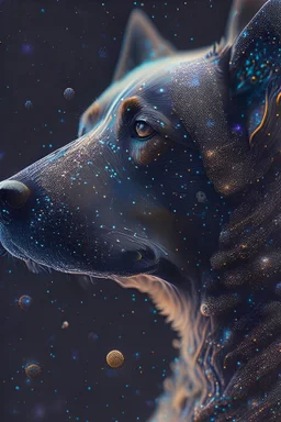 Galaxy dog,intricate, high detail, behance, microworlds smooth, macro sharp focus, centered