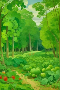 A green grove with vegetables painted by Karl Wiener