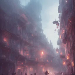 amazing euphoric futuristic Venetian Carnival sci-fi fantasy utopian paradise, Photorealistic beautiful, epic composition, night, dramatic, lights, dark, colourful, cute, Chiaroscuro, magical, caustics, studio ghibli, beautiful lighting, intricate detail, lively, Jordan Grimmer, Atey Ghailan