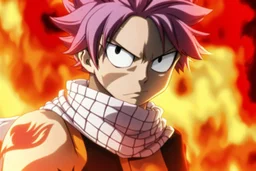 Natsu in 8k 2D anime fairy tail drawing style, fairy tail costum, close picture, fire, fantasy, neon, highly detailed, high details, detailed portrait, masterpiece,ultra detailed, ultra quality