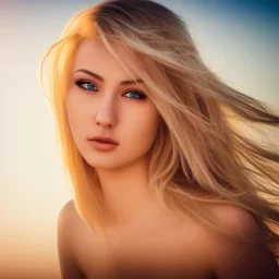 masterpiece, best quality, beautiful girl, blond flutter hair, highly detailed body, sun light, 4K, RAW, depth of field, high contrast, realistic details, 150mm