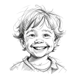 faça o esboço de um menino criança feliz