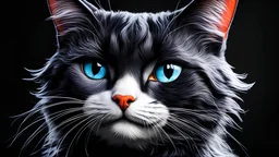 impactful paint of anthropomorphic cat , highly detailed, 8k, sharp, professional, clear, high contrast, high saturated, vivid deep blacks, crystal clear