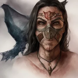 dungeons and dragons, portrait, watercolor, pagan, Saxon, full body, masked