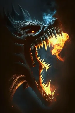 Black monster made by shadow and bone fire out from his mouth animation video