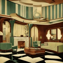 1940s architecture with art deco furniture