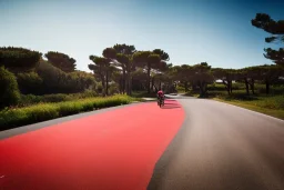 Day in quinta do lago, main avenida with red cycling lane