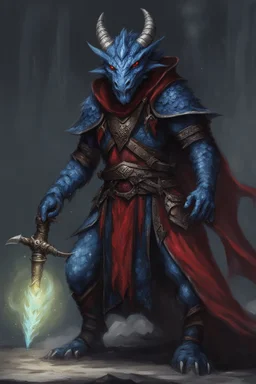 Blue dragonborn sorcerer with red eyes | @dhoo3ysi6jy8