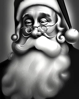 Putin as Santa Claus pencil and charcoal sketch Christmas portrait black background