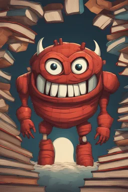 a big hero monster made of books, digital art style