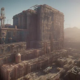 Steampunk, hospital modern elevation, Wes Anderson Lut, hyper realistic, 8k, unreal engine 5