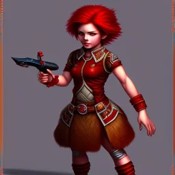 Full body Red hair halfling girl