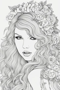 coloring pages of taylor swift for adults, Designs Black and white, No Shading
